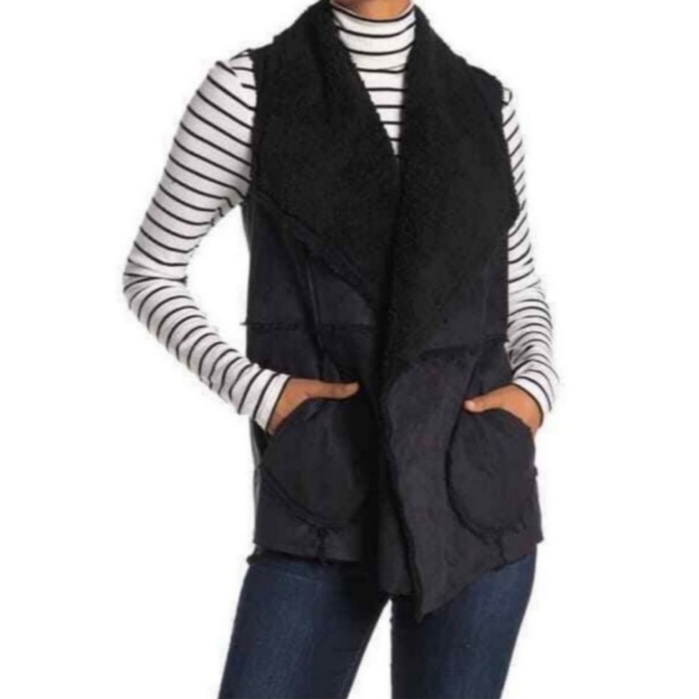 Caslon Black Shearling Suede Reversible Vest